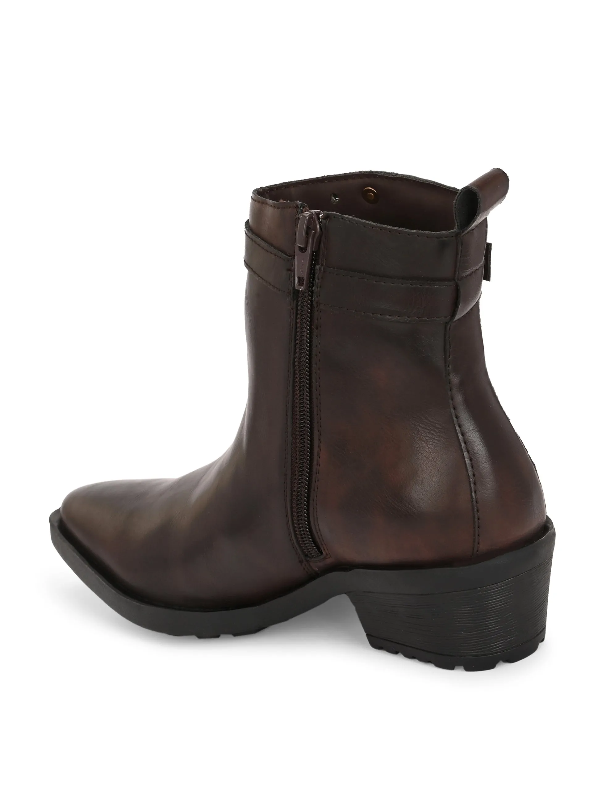 EL PASO Women Faux Leather Casual Slip On Boots