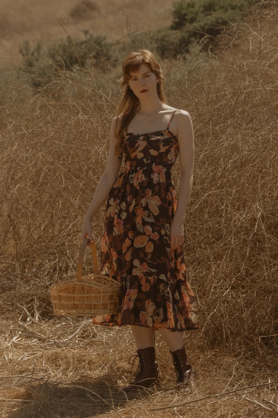 Elisabeta Dress in Chestnut Autumn Floral