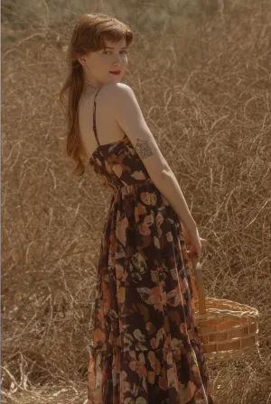 Elisabeta Dress in Chestnut Autumn Floral