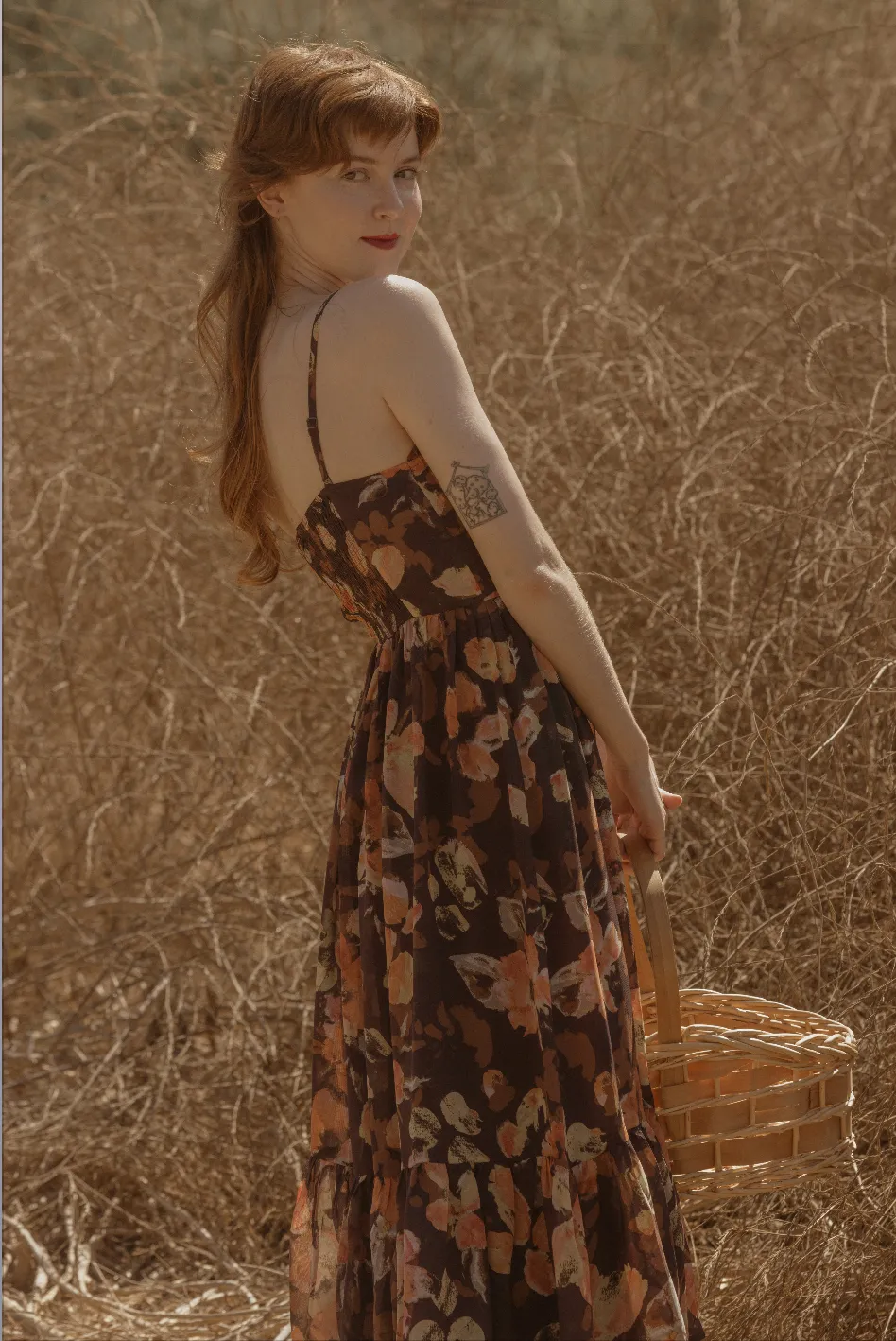 Elisabeta Dress in Chestnut Autumn Floral