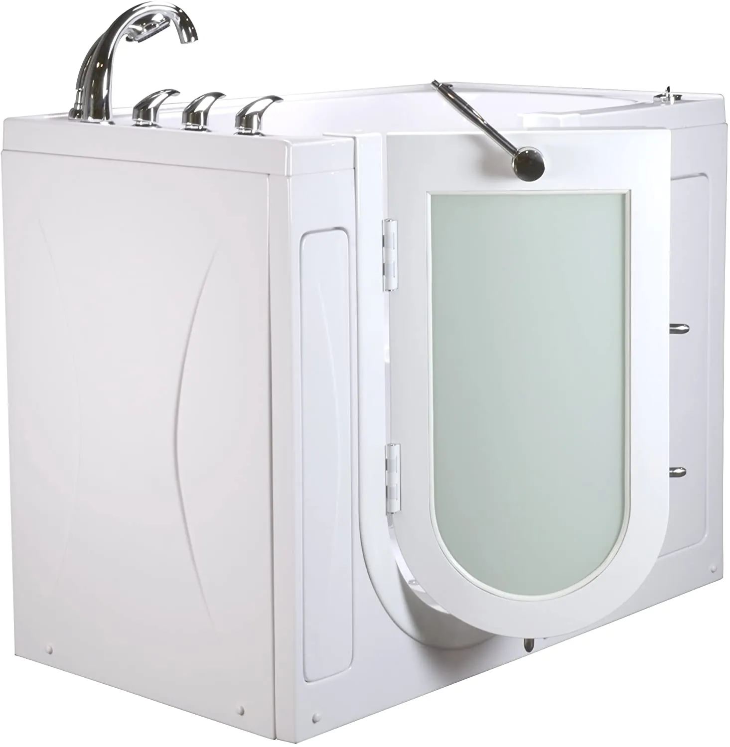 Ella's Bubbles OA3052HH-HB-L Capri Hydro Massage Acrylic Walk-In Bathtub, Left Outswing Door, Ella 5pc. Fast-Fill Faucet, Heated Seat, Dual 2" Drains, 30"x 52", White