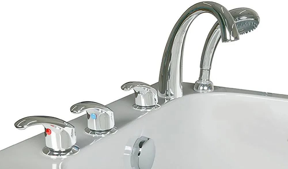 Ella's Bubbles OA3052HH-HB-L Capri Hydro Massage Acrylic Walk-In Bathtub, Left Outswing Door, Ella 5pc. Fast-Fill Faucet, Heated Seat, Dual 2" Drains, 30"x 52", White