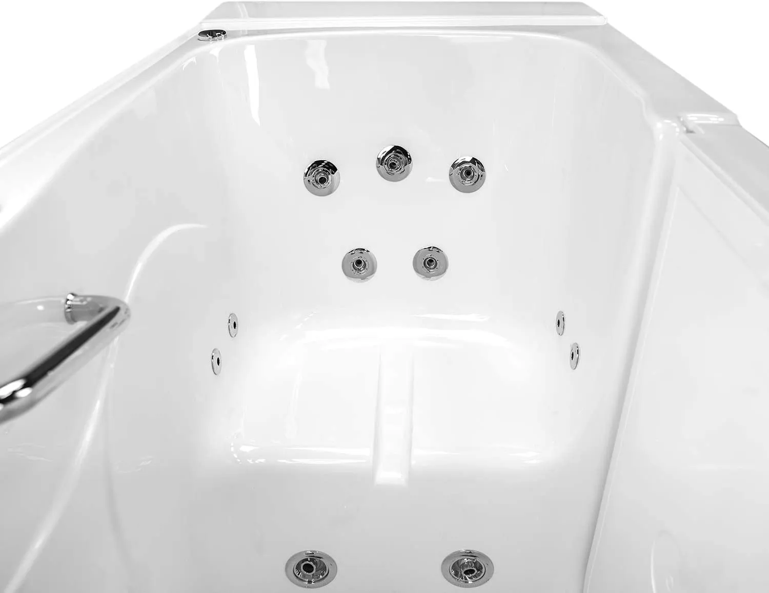 Ella's Bubbles OA3052HH-HB-L Capri Hydro Massage Acrylic Walk-In Bathtub, Left Outswing Door, Ella 5pc. Fast-Fill Faucet, Heated Seat, Dual 2" Drains, 30"x 52", White