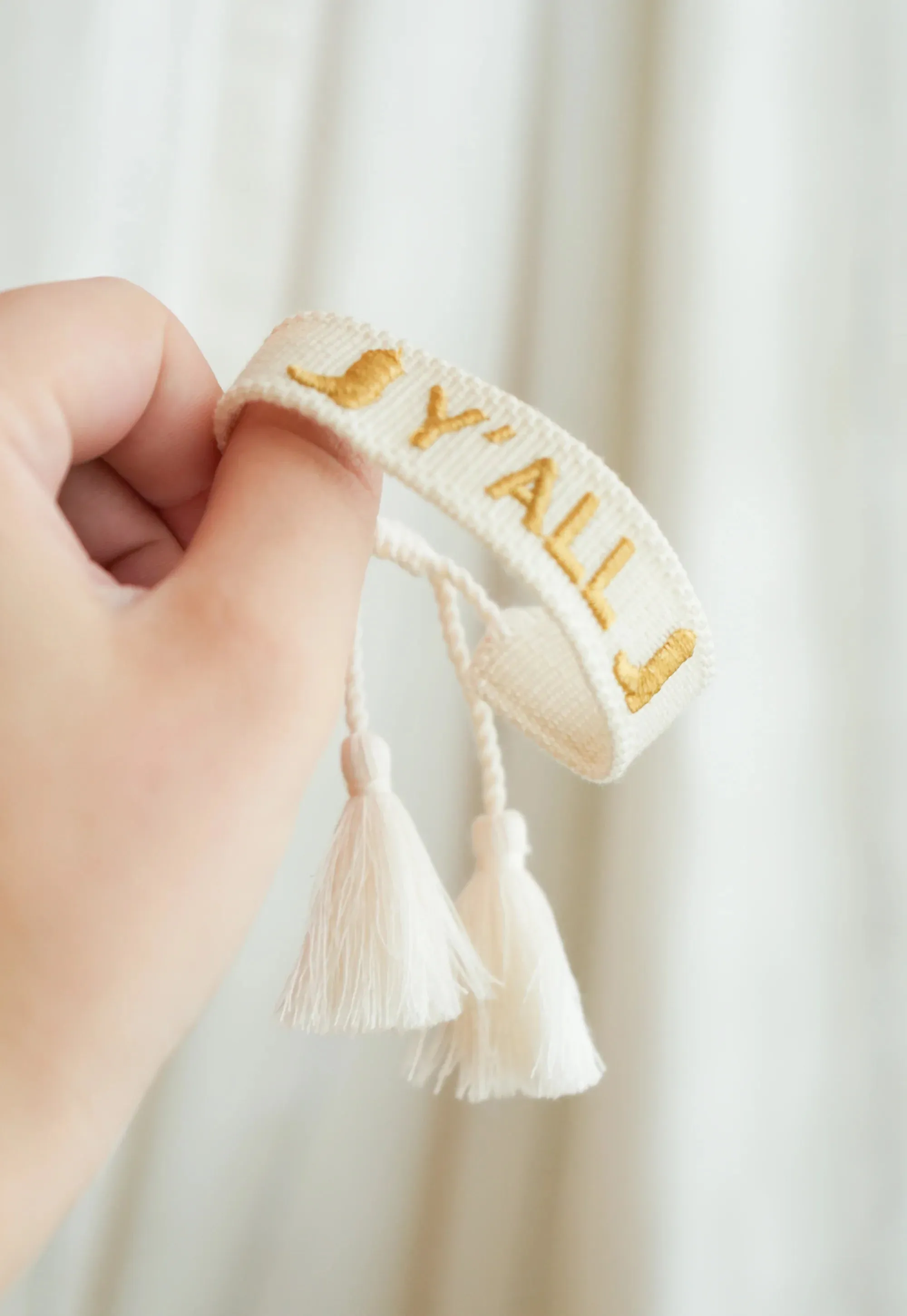 Embroidered "Y'all" Bracelet