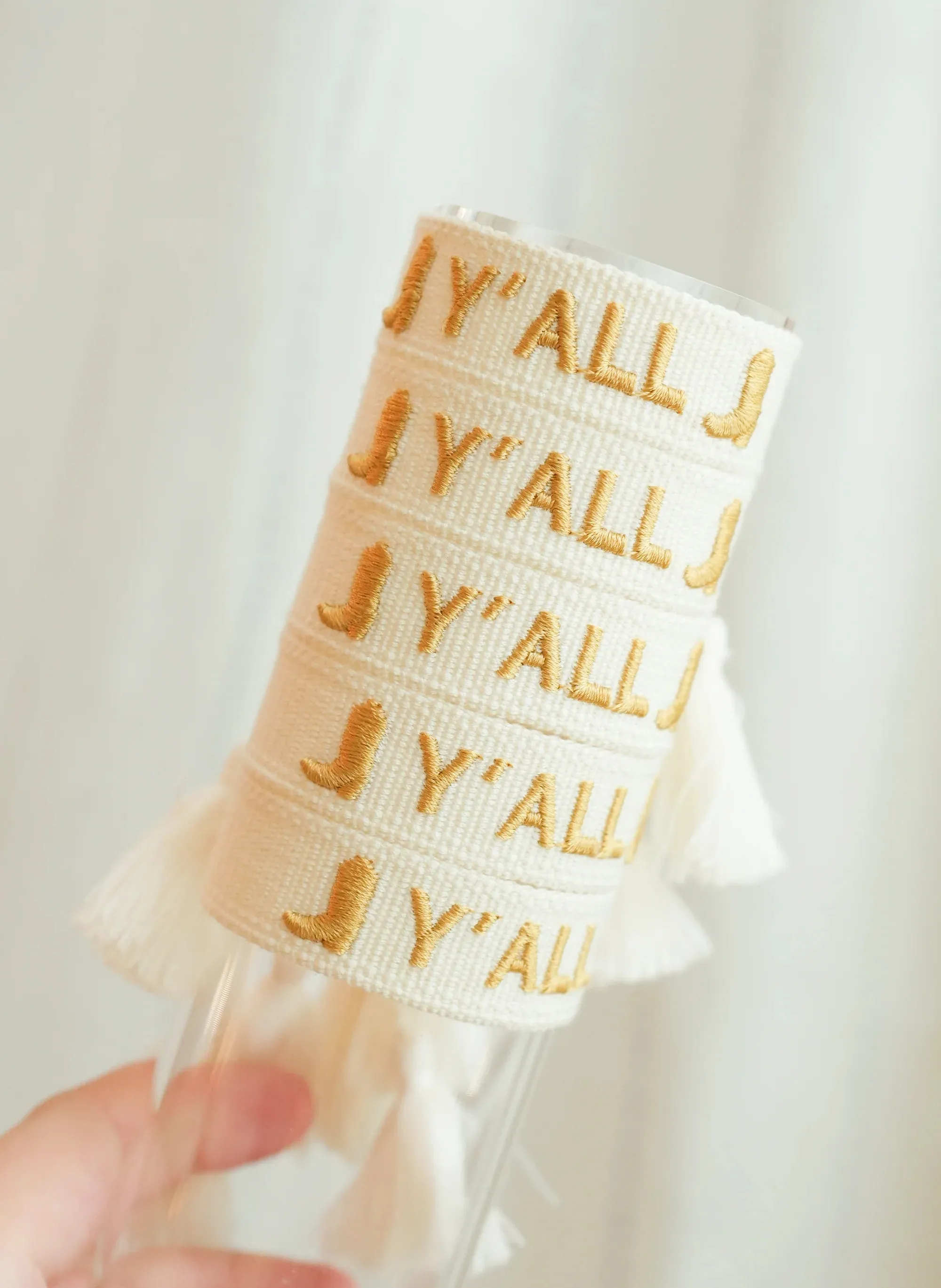 Embroidered "Y'all" Bracelet