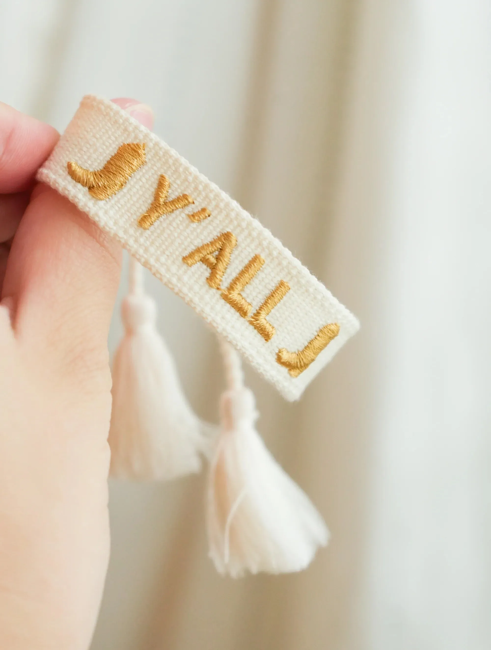 Embroidered "Y'all" Bracelet