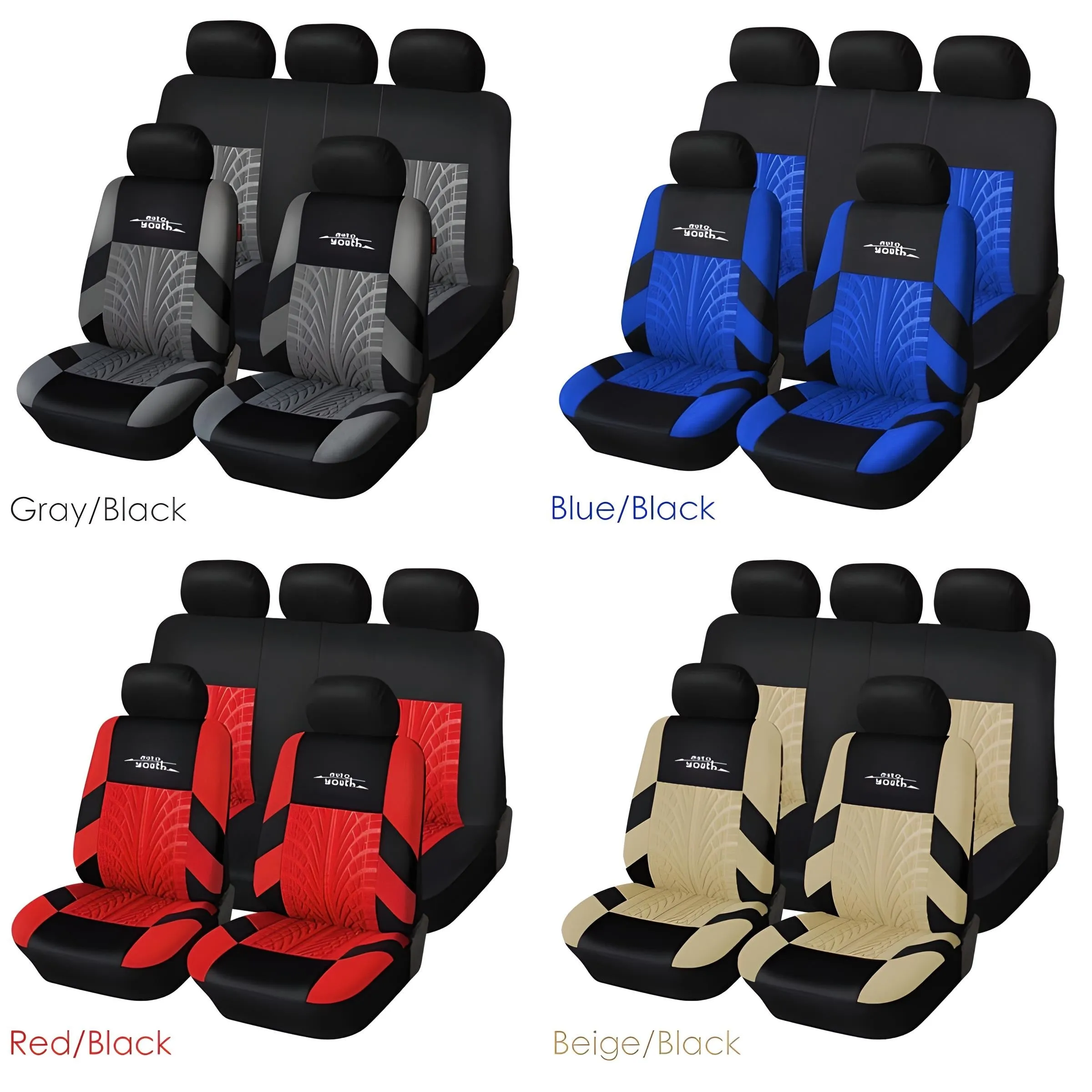 Embroidery Car Seat Covers Set Universal Fit