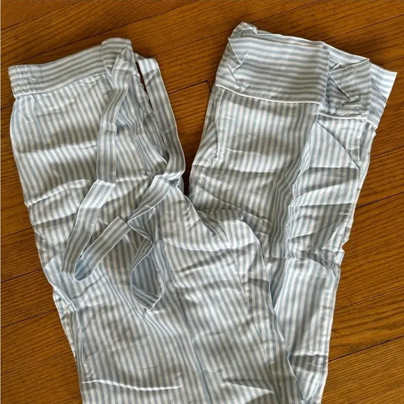 Ettitude Pajama Pants Bamboo Sateen Sz MStarlight Blue White Stripes NEW $75