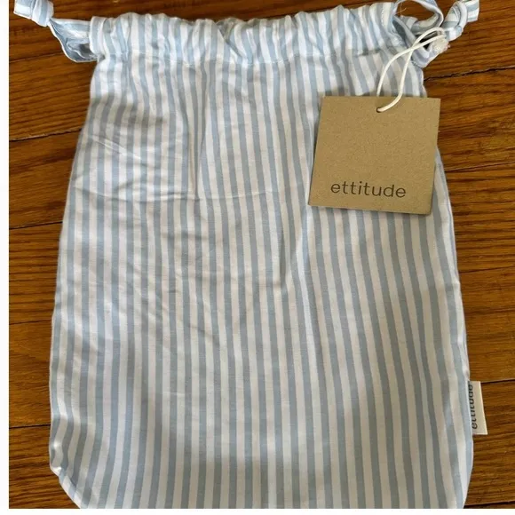 Ettitude Pajama Pants Bamboo Sateen Sz MStarlight Blue White Stripes NEW $75