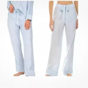 Ettitude Pajama Pants Bamboo Sateen Sz MStarlight Blue White Stripes NEW $75