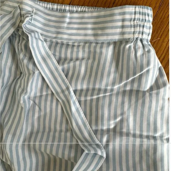 Ettitude Pajama Pants Bamboo Sateen Sz MStarlight Blue White Stripes NEW $75