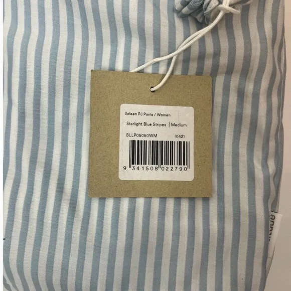Ettitude Pajama Pants Bamboo Sateen Sz MStarlight Blue White Stripes NEW $75