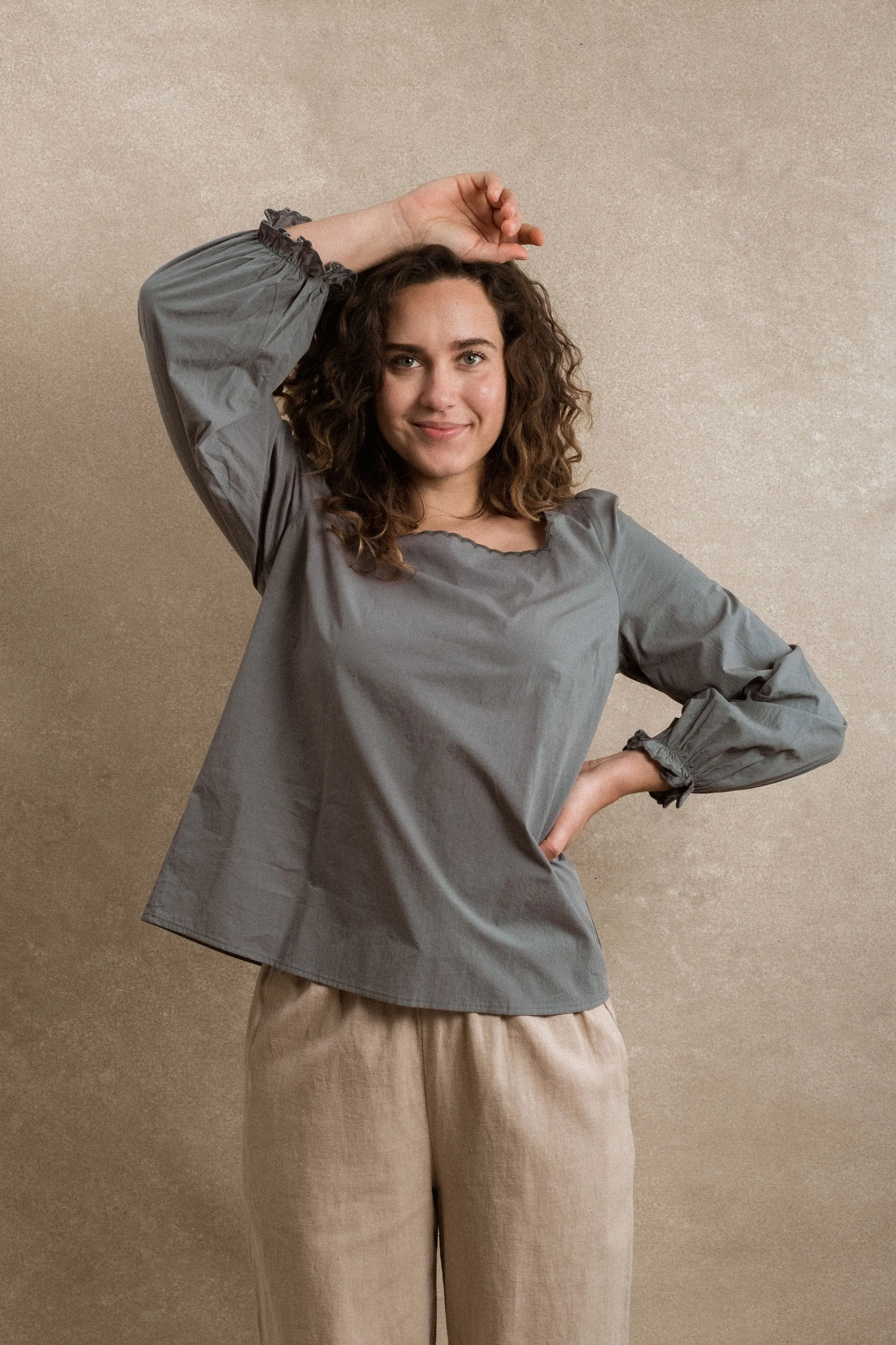 Evanston Blouse - Grey Blue