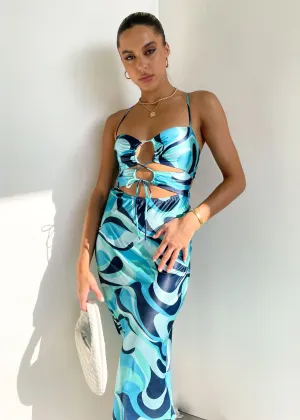 Fade Cut-Out Midi Dress - Blue Print