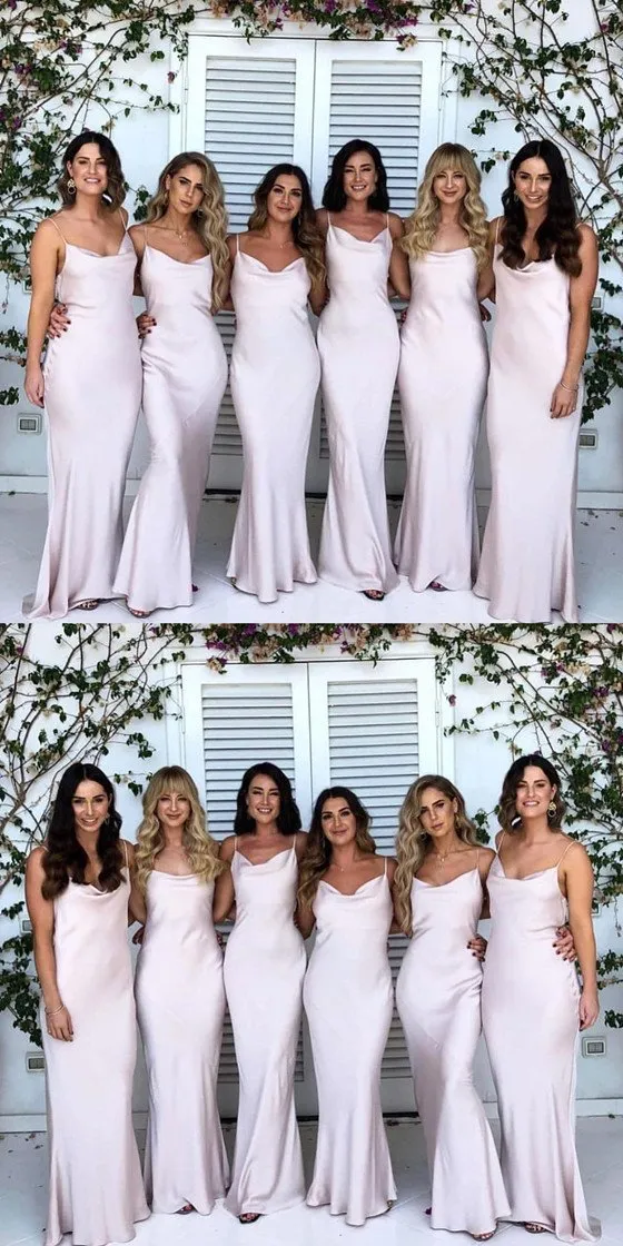 Floor-length Mermaid Spaghetti Straps Simple Cheap Bridesmaid dresses, BD0031