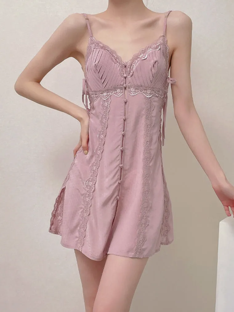 Floral Lace Button Slip