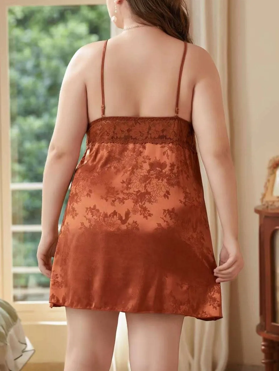 Floral Print Mesh Insets Slip