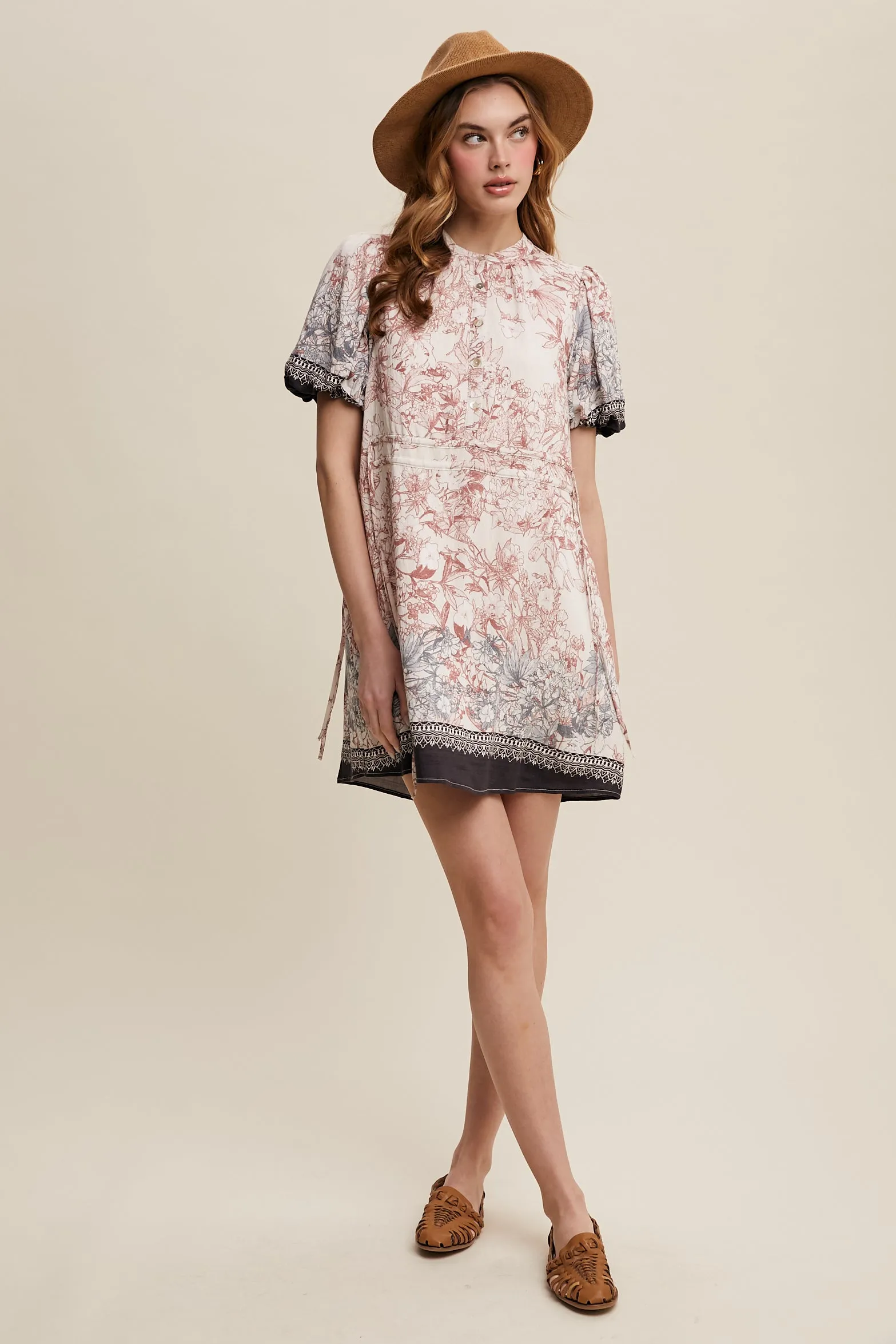 Floral Print Puff Sleeve Dress