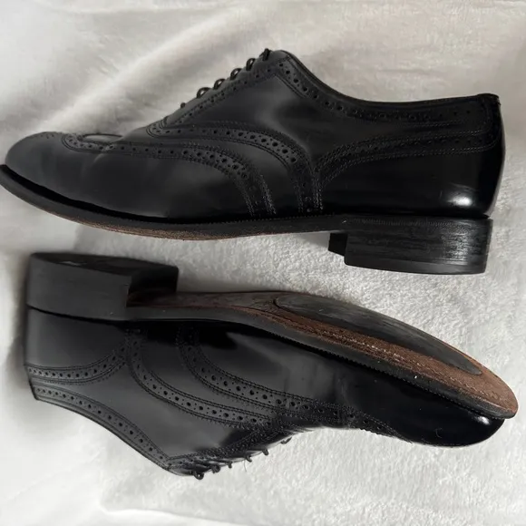 Florsheim Men Lexington Oxford Wingtip Shoes Black Leather Size 9.5D Brogue