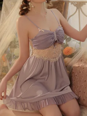 Flounce Mesh Fold Lace Panel Slip