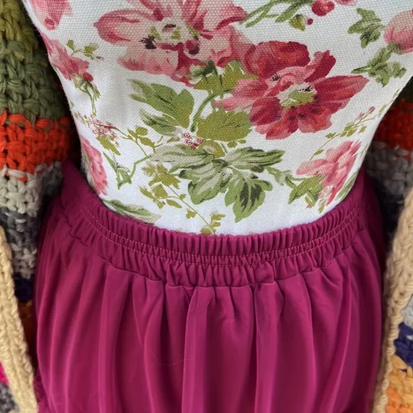 Flouncy Tiered Mesh Skirt in Maroon Berry