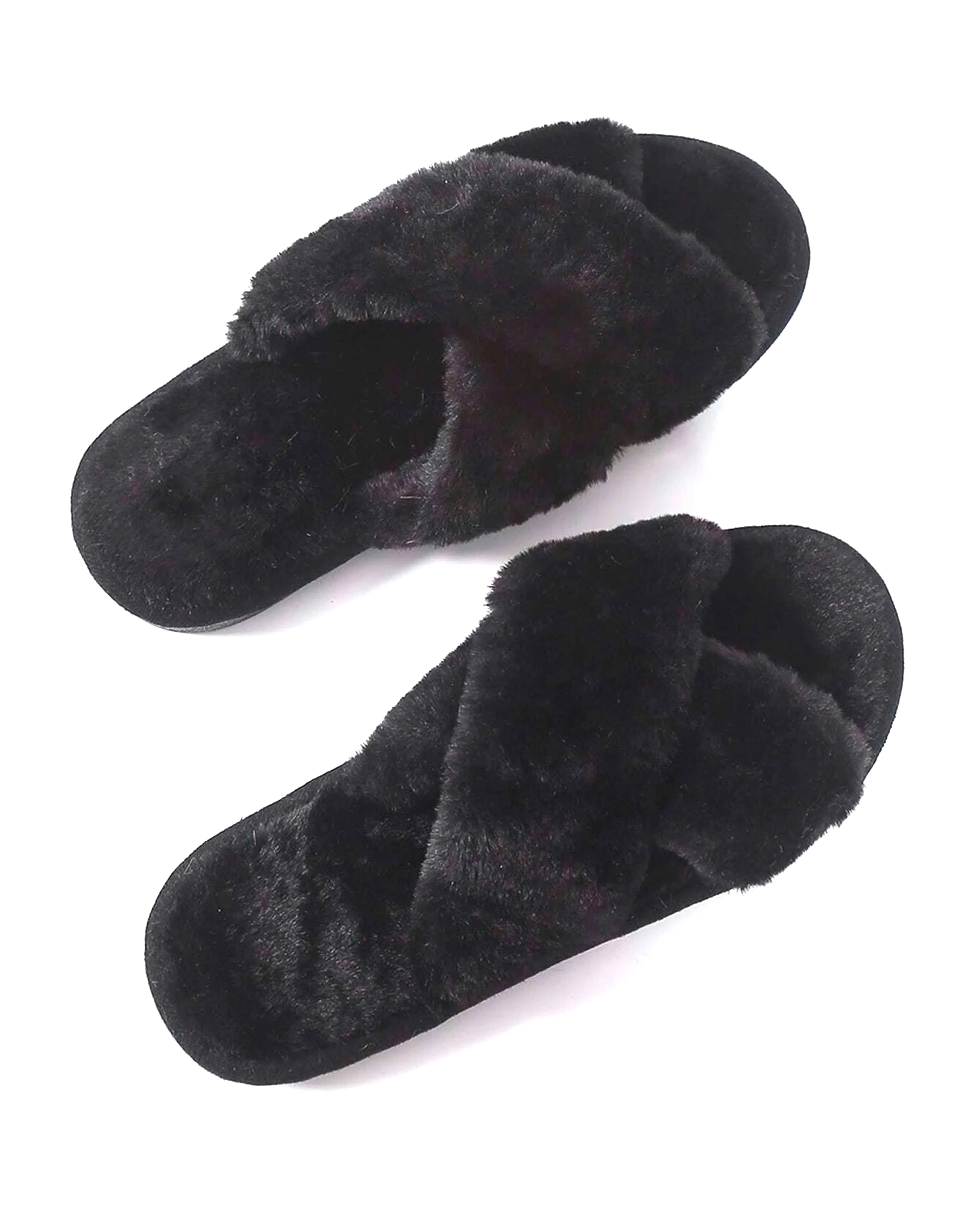 Fluffy Slipper - Skylar - Black