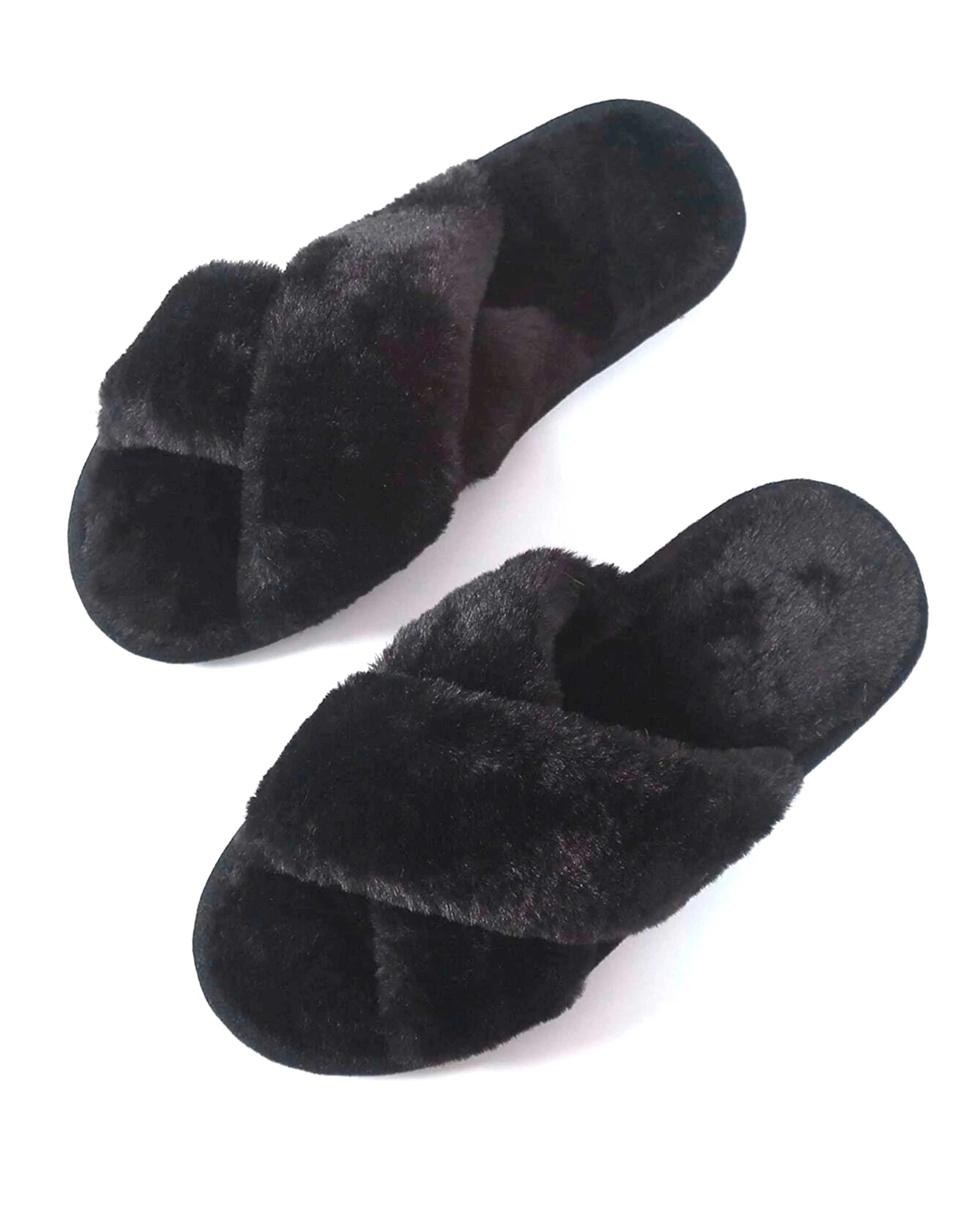 Fluffy Slipper - Skylar - Black