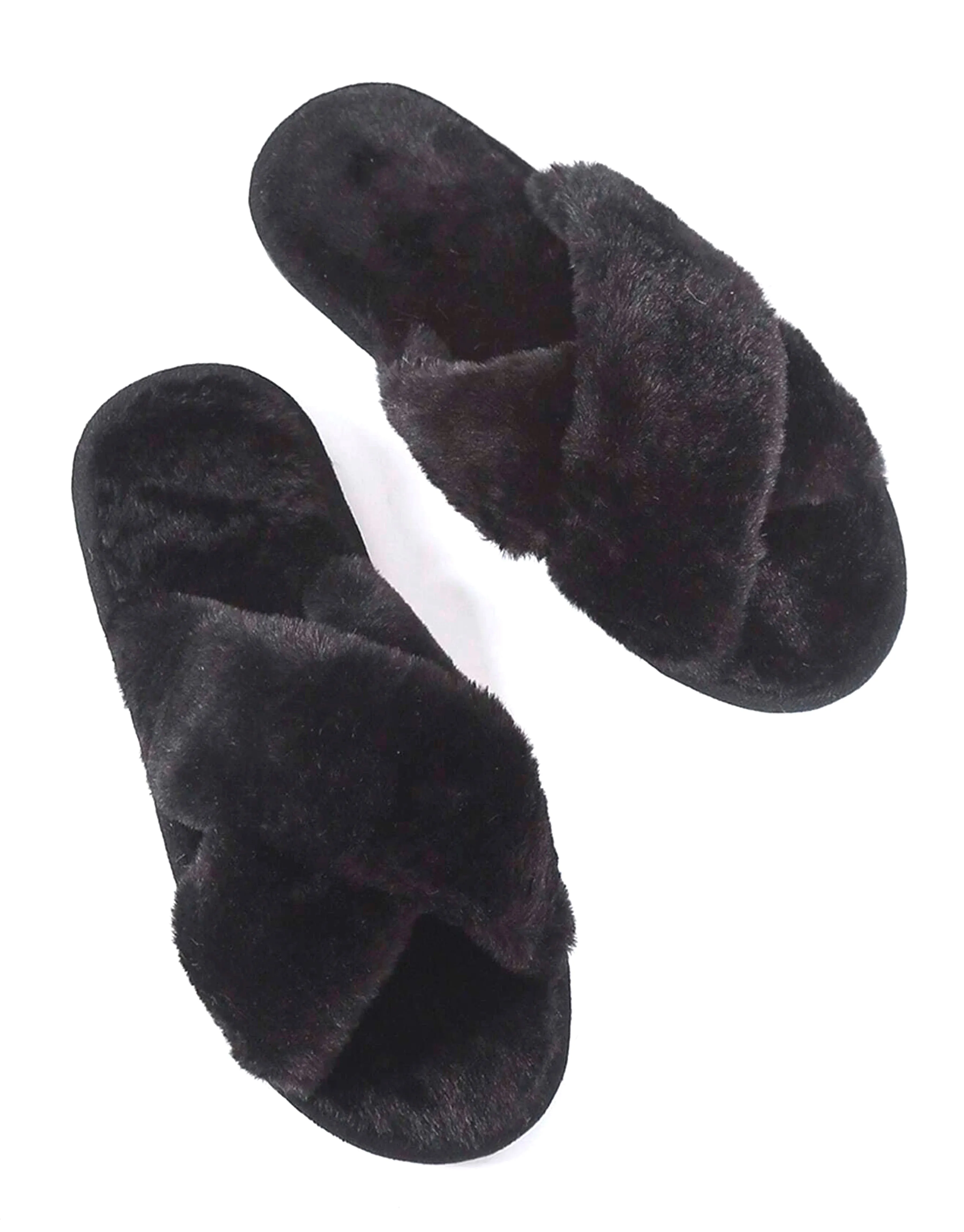 Fluffy Slipper - Skylar - Black