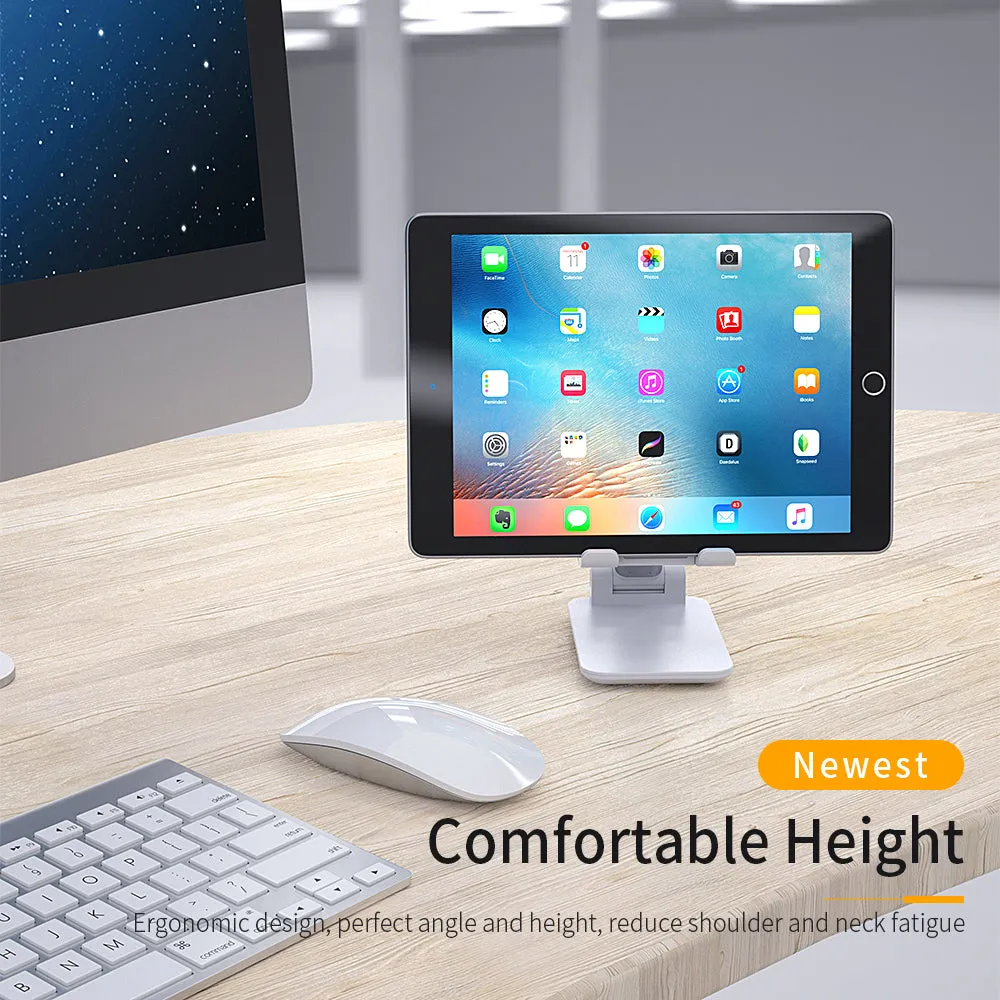 Foldable Phone Stand Metal Cellphone Holder Adjustable Desk Bracket Smartphone Mount Universal for iOS/Android Moble Phone Black