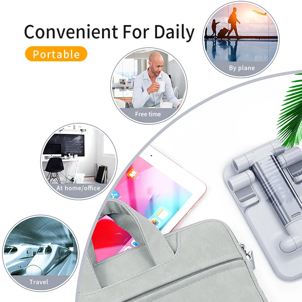 Foldable Phone Stand Metal Cellphone Holder Adjustable Desk Bracket Smartphone Mount Universal for iOS/Android Moble Phone Black
