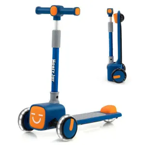 Folding Adjustable Kids Toy Scooter with LED Flashing Wheels Horn 4 Emoji Covers