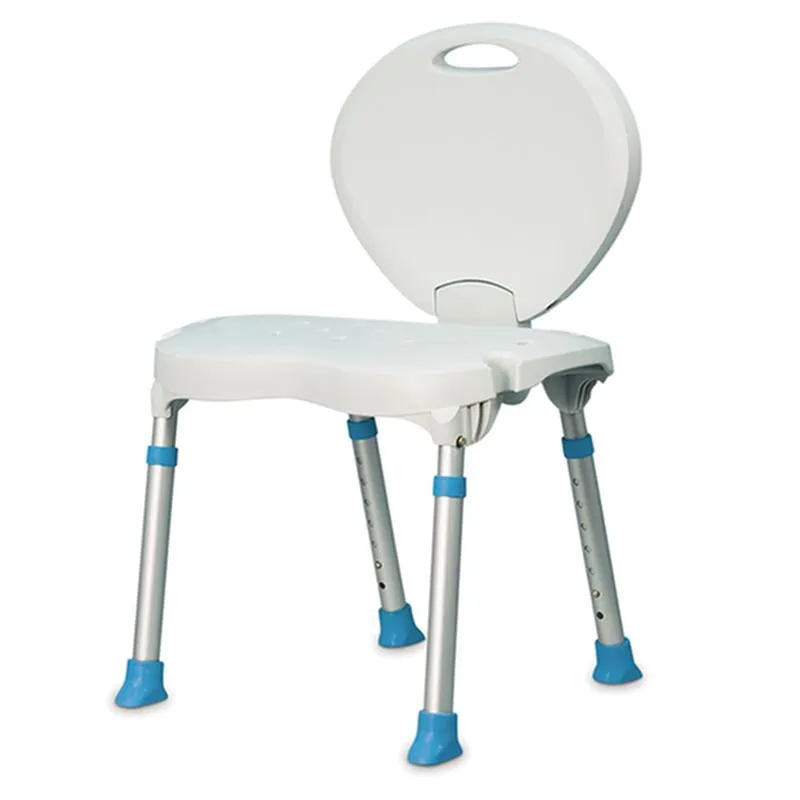 Folding Bath and Shower Chair with Non-Slip Seat and Backrest, White - 1 Each