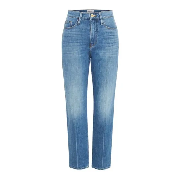 FRAME | $248 Le Sylvie Slender Straight Jean in Callie Medium Blue, Size 27