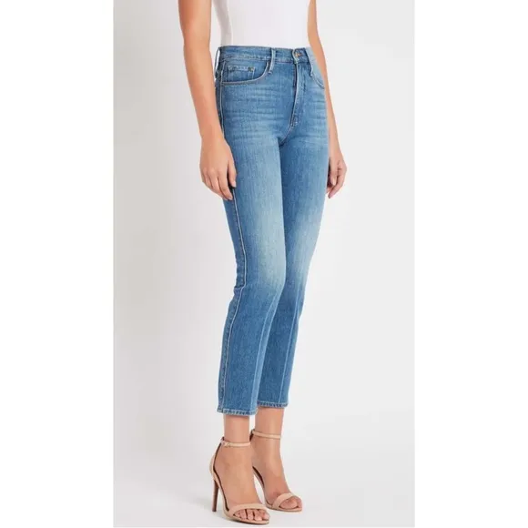 FRAME | $248 Le Sylvie Slender Straight Jean in Callie Medium Blue, Size 27