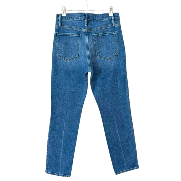 FRAME | $248 Le Sylvie Slender Straight Jean in Callie Medium Blue, Size 27