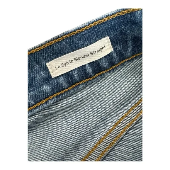 FRAME | $248 Le Sylvie Slender Straight Jean in Callie Medium Blue, Size 27