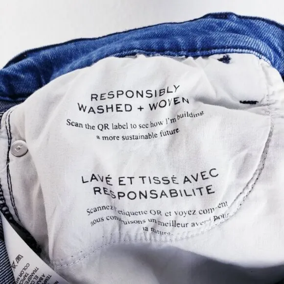 Frame $250 Le High Straight Jeans Huntdale Raw Hem Frayed Stretch size 28