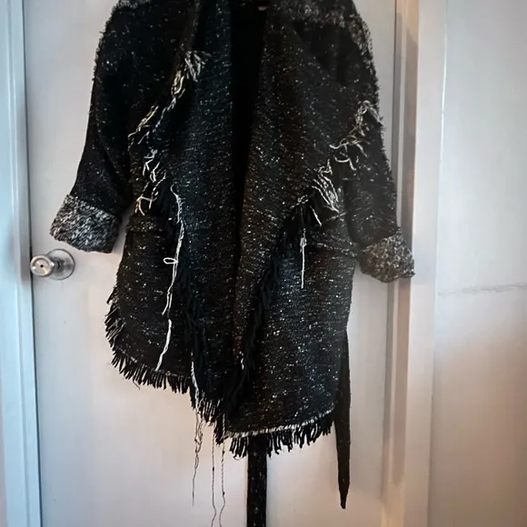 Free People Fringe Wrap Blanket Coat Size Small