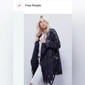 Free People Fringe Wrap Blanket Coat Size Small