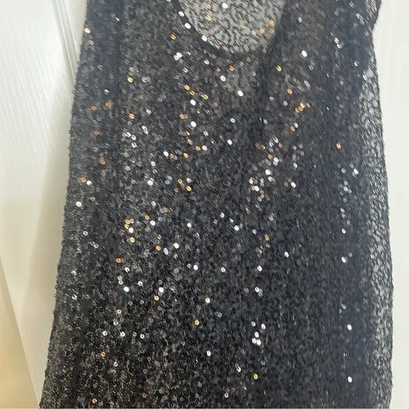 Free People Intimately Free Sexy Sheer Sequined Slip Dress Black. Size Large