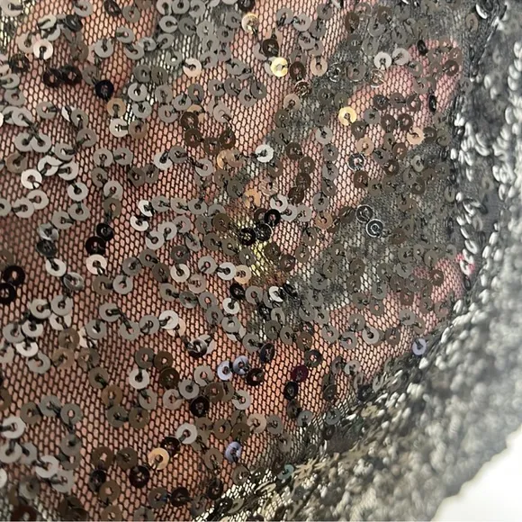 Free People Intimately Free Sexy Sheer Sequined Slip Dress Black. Size Large
