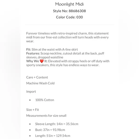 Free People Moonlight midi size XS