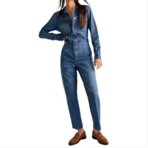 Free People X Lee Union-All Denim Jumpsuit - Blue - Size Medium