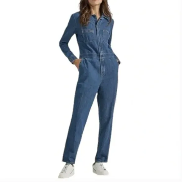 Free People X Lee Union-All Denim Jumpsuit - Blue - Size Medium