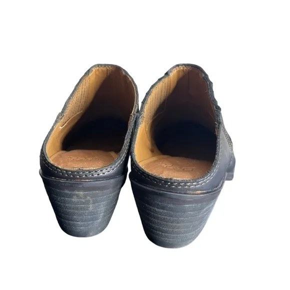 Frye Roxie Slip-On Leather Block Heel Mules – Size 6