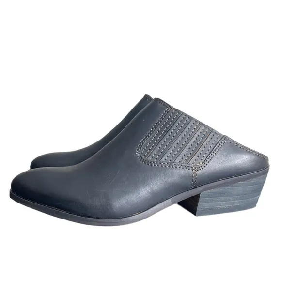 Frye Roxie Slip-On Leather Block Heel Mules – Size 6