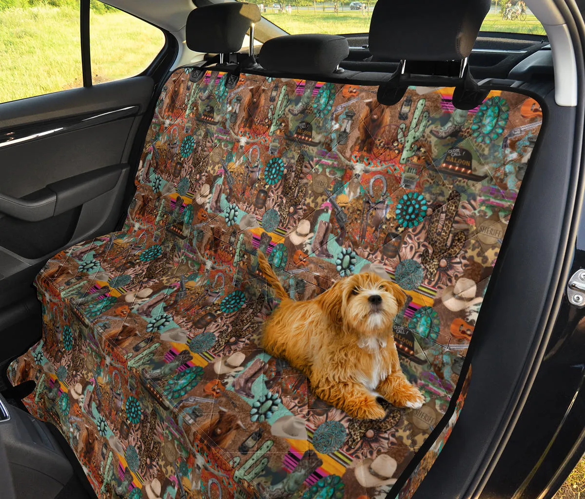 Funky Western Cowgirl Pattern Pet Hammock Back Seat Cover For Pets