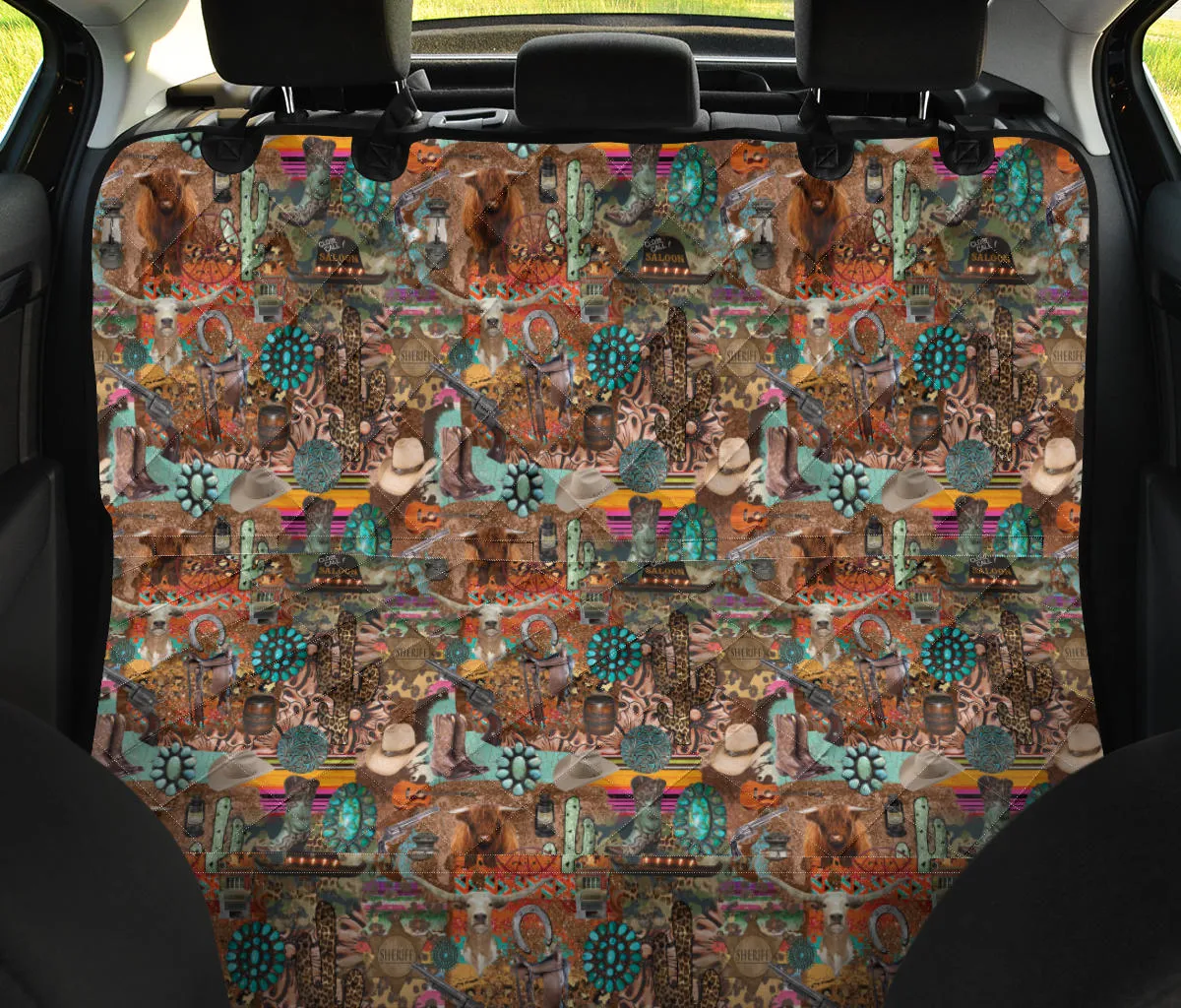 Funky Western Cowgirl Pattern Pet Hammock Back Seat Cover For Pets