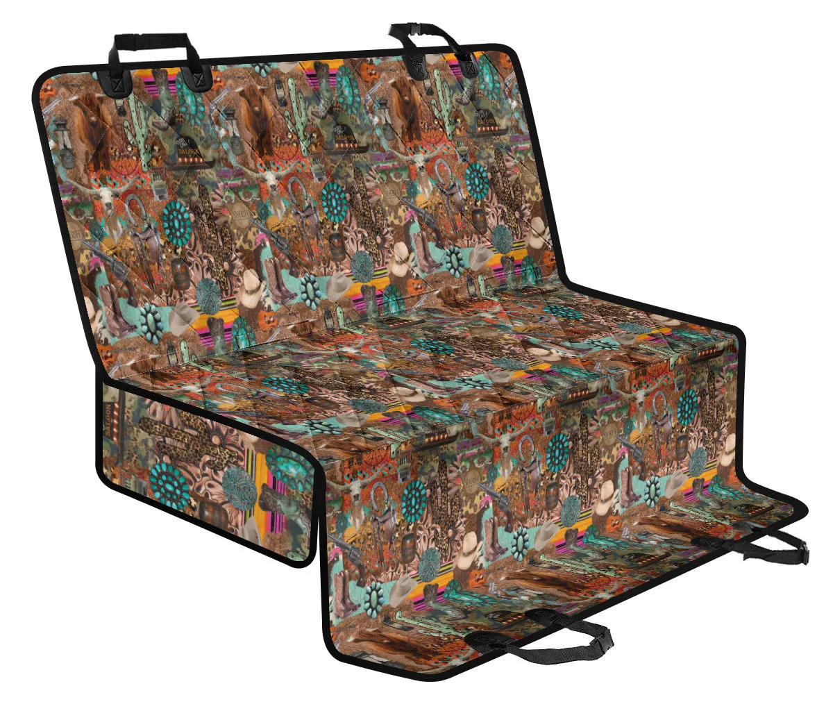 Funky Western Cowgirl Pattern Pet Hammock Back Seat Cover For Pets