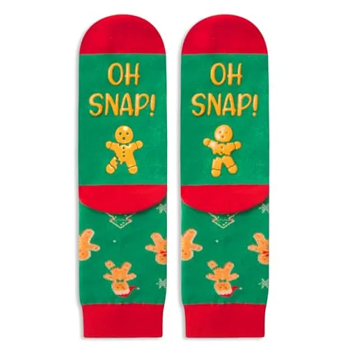 Funny Christmas Gifts for Kids, Christmas Socks, Gingerbread Socks for Boys Girls, Xmas Gifts, Holiday Gifts for 4-7 Years Old, Gingerbread Gifts, Santa Gift Stocking Stuffer
